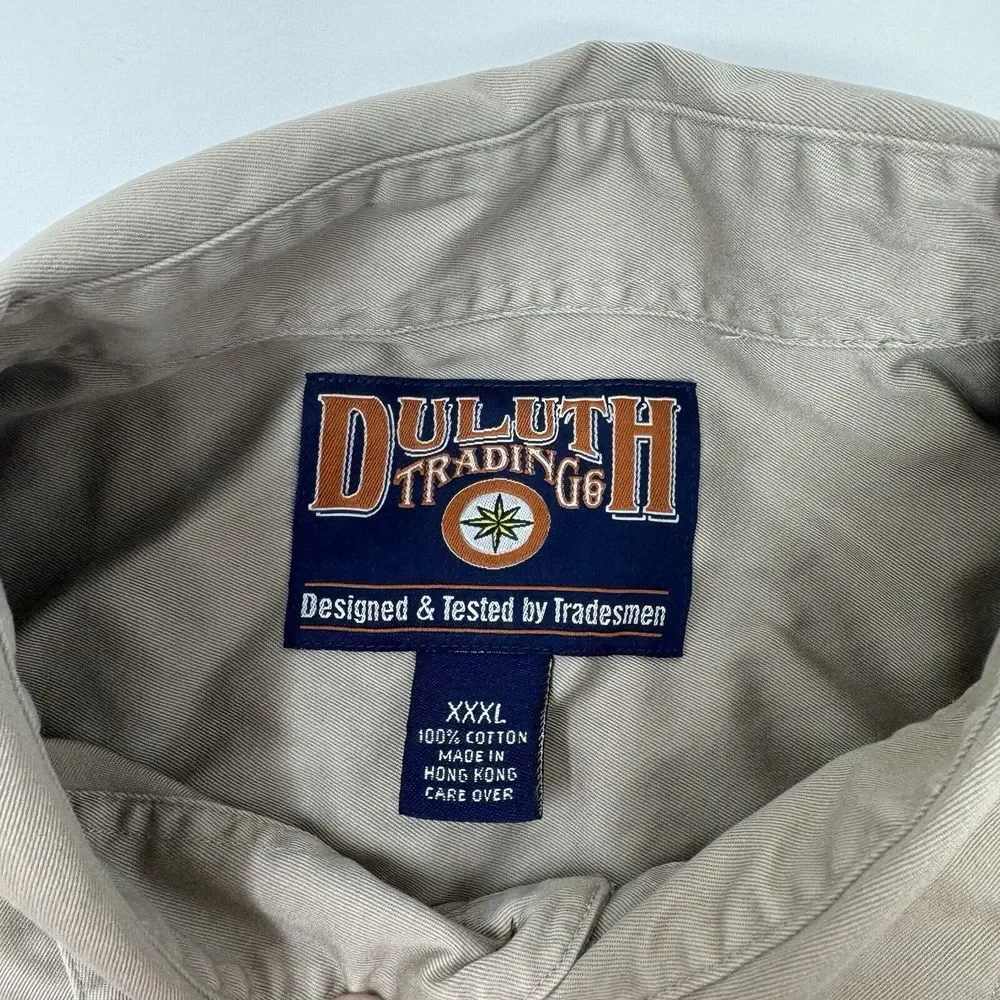 Duluth Trading Shirt Men's Size 3XL Tan Button Down Heavy Work Outdoor‎